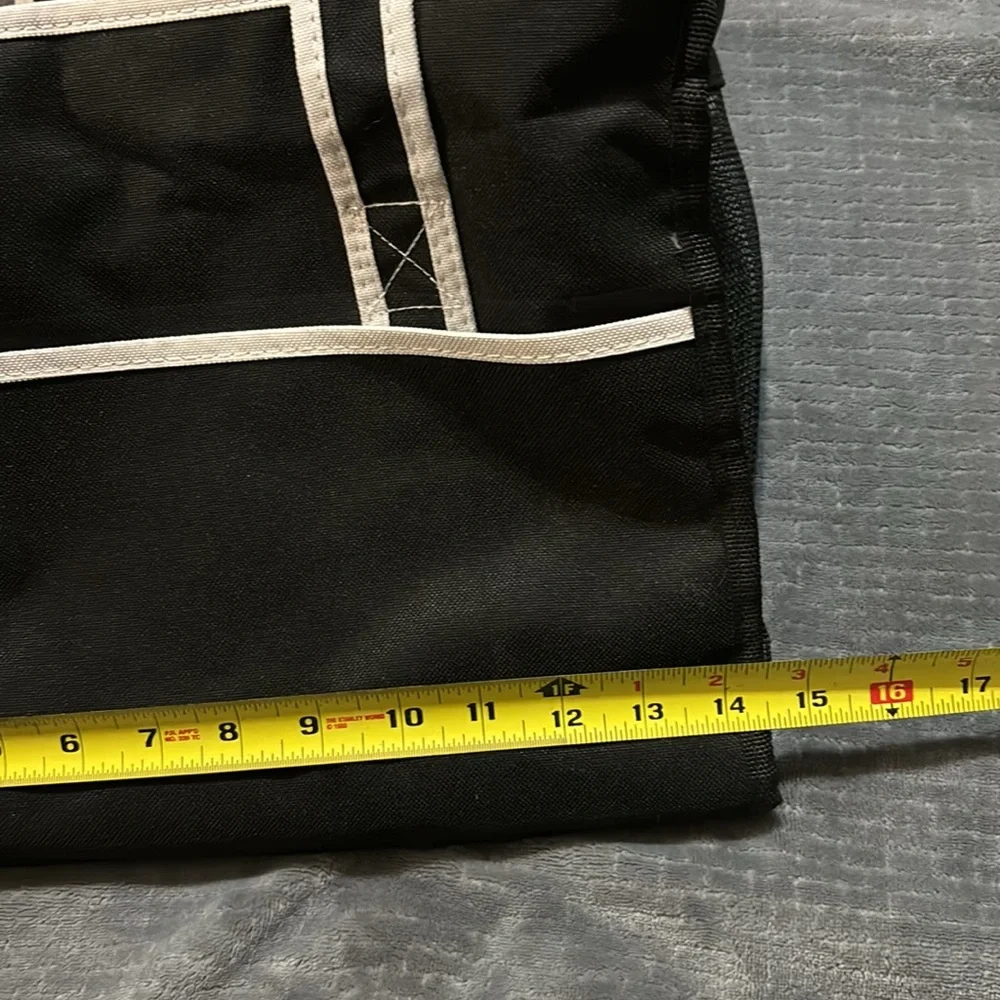 Pet Carrier Black & White Canvas Mesh Sides Zip Closure